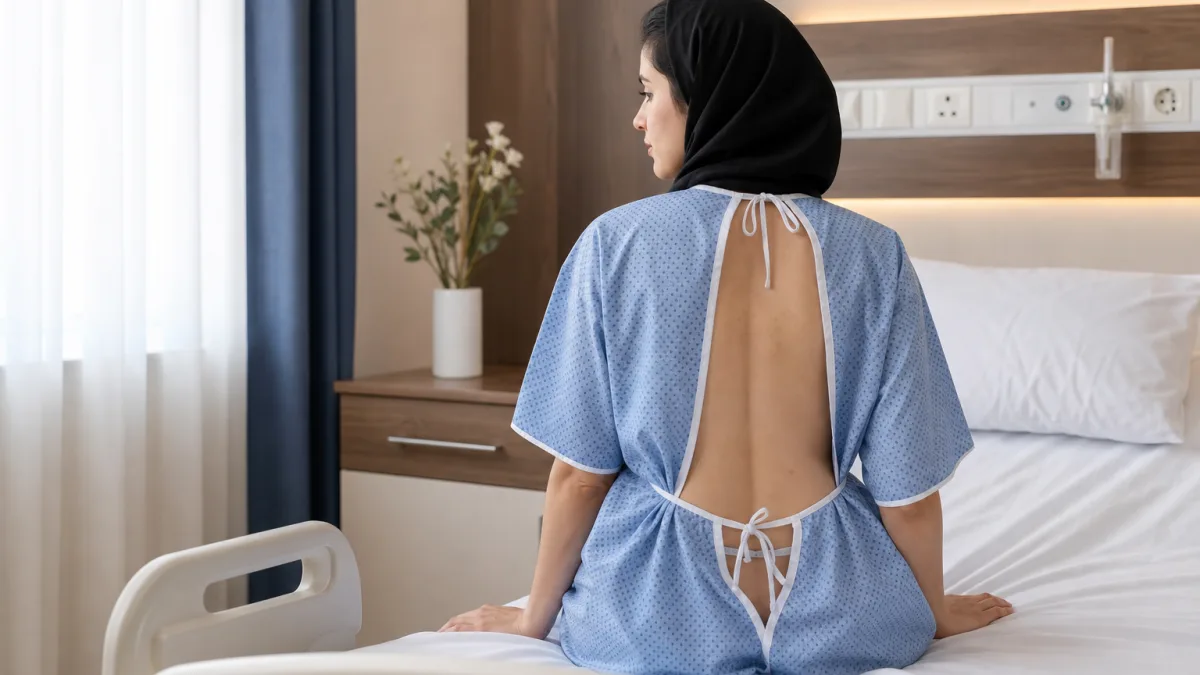 لباس بیمار پشت باز با دوخت ماندگار