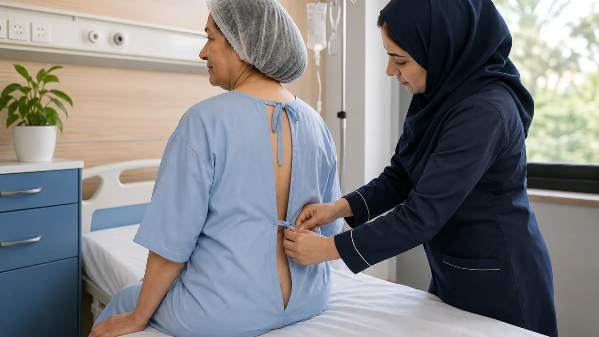 لباس بیمار پشت باز با دوخت ماندگار